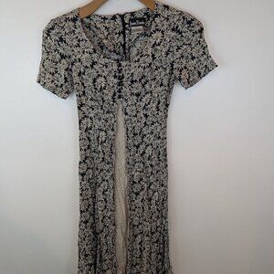 Vintage Jamie Brooke Floral Mixed Print Midi Dress, Sz S